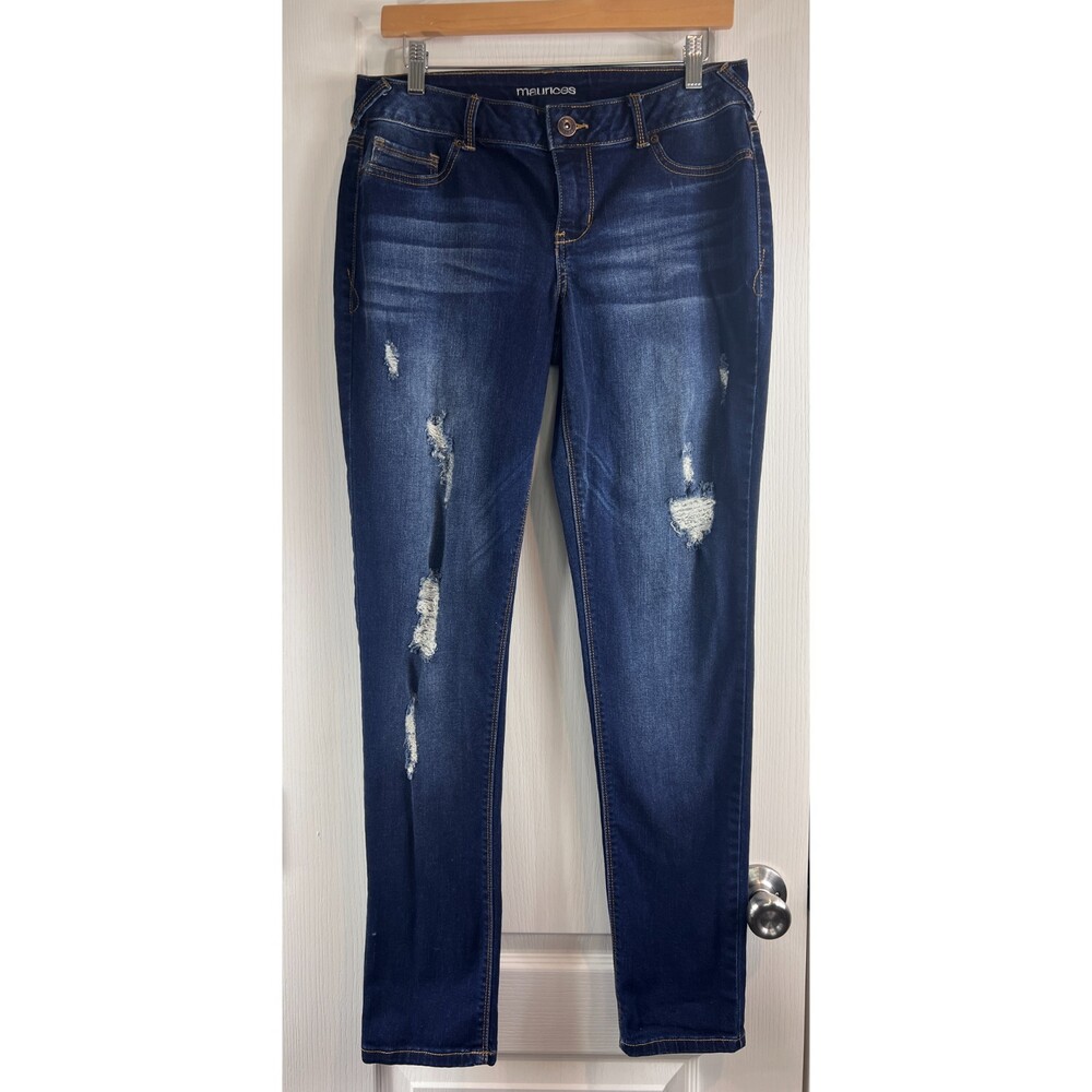 Maurices Women's Skinny Jeans Dark Wash Distressed Size M Reg